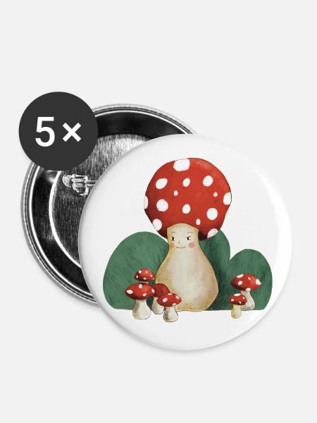 Mama Mushroom - Buttons klein 25 mm (5er Pack) - Weiß