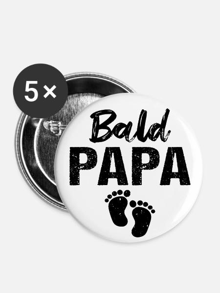 Bald Papa - Buttons klein 25 mm (5er Pack) - Weiß