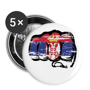 Serbia flag fist icon used - Buttons small 1''/25 mm (5-pack) - white - Front