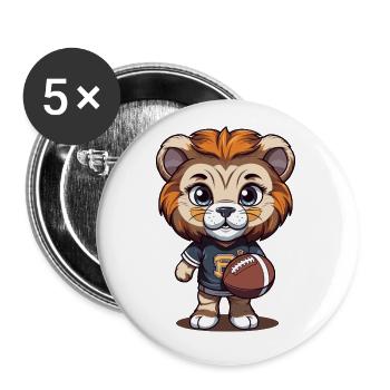 Cute Lion American Football Animal Mascot - Buttons small 1''/25 mm (5-pack) - white - Front