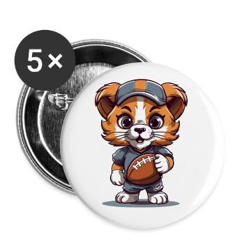 Cute Lion American Football Animal Mascot - Buttons small 1''/25 mm (5-pack) - white - Front
