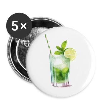 Mojito Cocktail Long Drink - Buttons small 1''/25 mm (5-pack) - white - Front