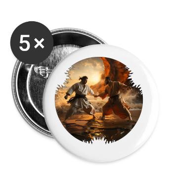 Les combattants de karaté sont en bonne forme physique - Lot de 5 petits badges (25 mm) - blanc - Devant