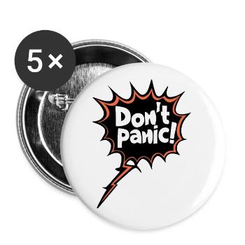 Pas de panique ! Déclaration de citation de dicton drôle - Lot de 5 petits badges (25 mm) - blanc - Devant