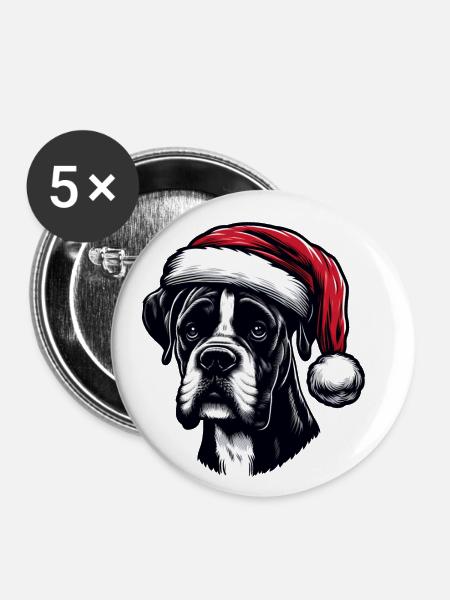 Boxerhund Weihnachtsgeschenke - Buttons klein 25 mm (5er Pack) - Weiß
