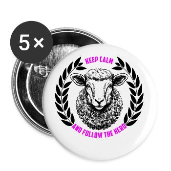 Les moutons restent calmes et suivent le troupeau - Lot de 5 petits badges (25 mm) - blanc - Devant