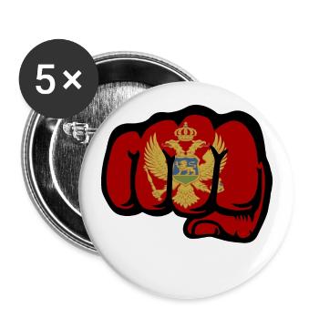 Montenegro Flag Fist - Buttons small 1''/25 mm (5-pack) - white - Front