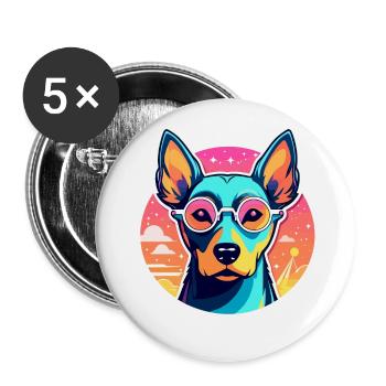 Doberman Dog Drawing - Buttons small 1''/25 mm (5-pack) - white - Front