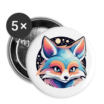 Fuchs Zeichnung - Buttons klein 25 mm (5er Pack) - Weiß - Vorne