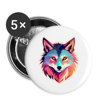 Dessin de loup - Lot de 5 petits badges (25 mm) - blanc - Devant