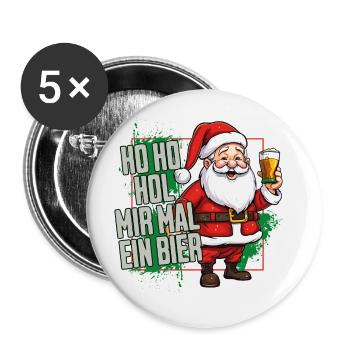 Weihnachtsmann Ho Ho Hol Mir Mal Ein Bier Lustig - Buttons klein 25 mm (5er Pack) - Weiß - Vorne