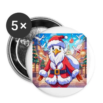 Möwe Weihnachtsmann Weihnachten Nikolaus Weihnacht - Buttons klein 25 mm (5er Pack) - Weiß - Vorne