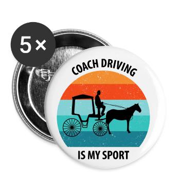 Calèche de cocher Calèche tirée par des chevaux Calèche - Lot de 5 petits badges (25 mm) - blanc - Devant