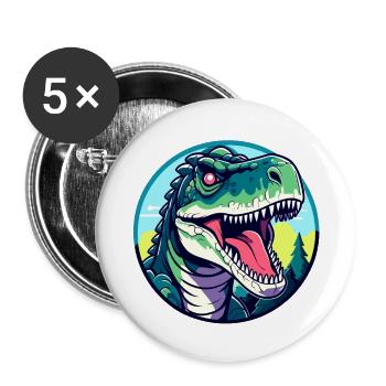 Tyrannosaurus Rex Dinosaure Illustration - Lot de 5 petits badges (25 mm) - blanc - Devant