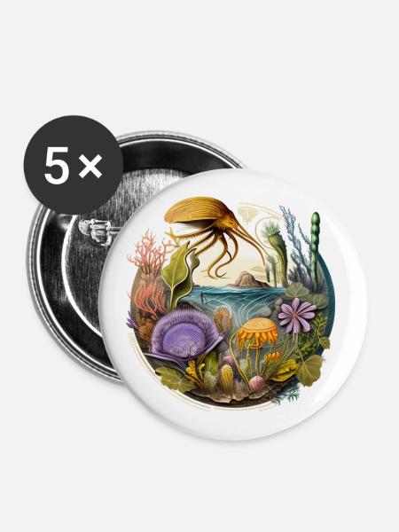 Meereslandschaft - Buttons klein 25 mm (5er Pack) - Weiß