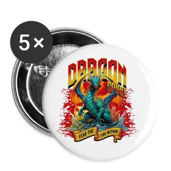 Dragon, Fantasy, Magic, Mysticism, Creature, Fable, Animal - Buttons small 1''/25 mm (5-pack) - white - Front