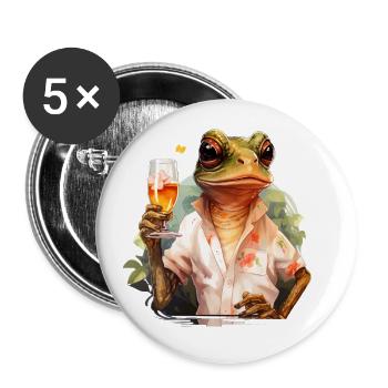 Cooler Frosch Frösche Lustige Tiere - Buttons klein 25 mm (5er Pack) - Weiß - Vorne