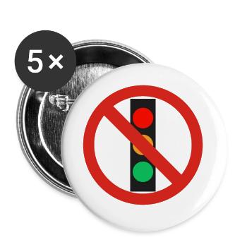 Traffic light government prohibition sign - Buttons small 1''/25 mm (5-pack) - white - Front
