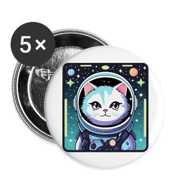Cat Astronaut Illustration - Buttons small 1''/25 mm (5-pack) - white - Front