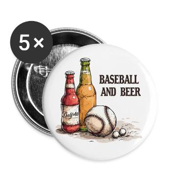 Baseball And Beer Sprüche Sport - Buttons klein 25 mm (5er Pack) - Weiß - Vorne
