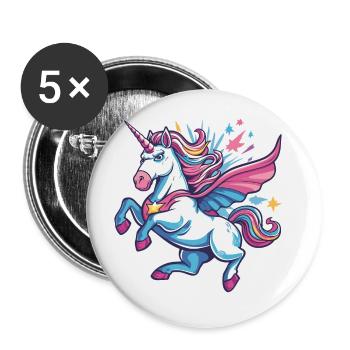 Licorne super-héros superpouvoirs bande dessinée surnaturelle - Lot de 5 petits badges (25 mm) - blanc - Devant