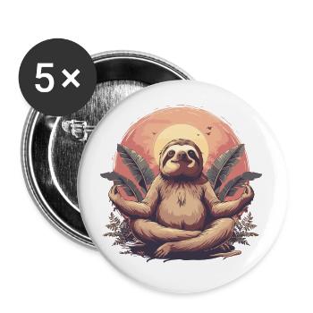 Sloth Yoga Relaxation Chilling Gift - Buttons small 1''/25 mm (5-pack) - white - Front