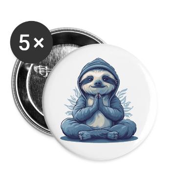 Yoga, Sloth, Relaxation, Chilling, Meditation - Buttons small 1''/25 mm (5-pack) - white - Front