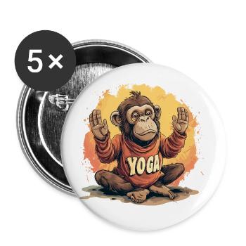 Yoga Monkey Relaxation Chilling Meditation Namaste - Buttons small 1''/25 mm (5-pack) - white - Front