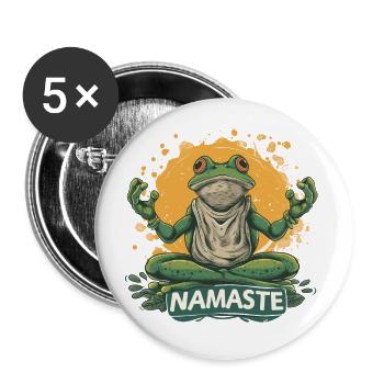 Yoga, Frog, Relaxation, Chilling, Meditation - Buttons small 1''/25 mm (5-pack) - white - Front