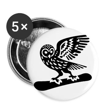 Eule Snowboard Snowboarder Minimalistisches Design - Buttons klein 25 mm (5er Pack) - Weiß - Vorne