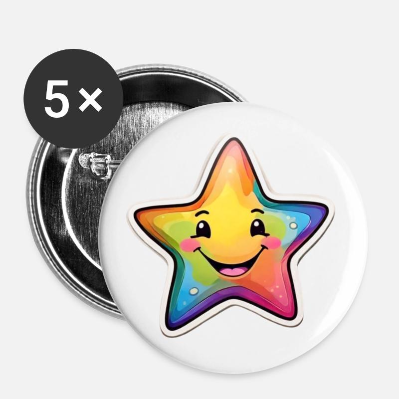 Mode & plus « Stern » ✨ - Lot de 5 petits badges (25 mm) - blanc