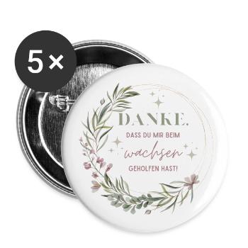 Abschiedsgeschenk für Erzieherin Kindergarten - Buttons klein 25 mm (5er Pack) - Weiß - Vorne