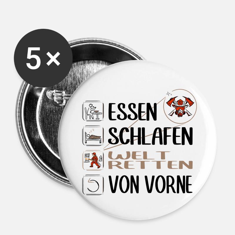 Super Feuerwehrmann Feuerwehrfrau rettet die Welt - Buttons klein 25 mm (5er Pack) - Weiß