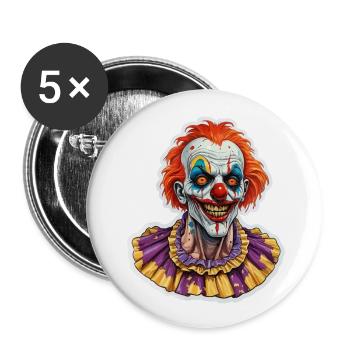 Zombie Clown Illustration - Buttons klein 25 mm (5er Pack) - Weiß - Vorne