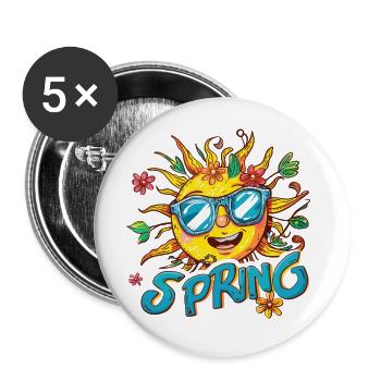 Printemps Printemps Fleurs De Soleil - Lot de 5 petits badges (25 mm) - blanc - Devant