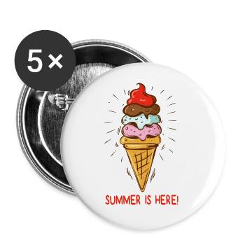 Eis Summer is here Eiscreme Eisdiele Sommerzeit - Buttons klein 25 mm (5er Pack) - Weiß - Vorne