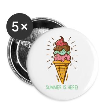 Eis Summer is here Eiscreme Eisdiele Sommerzeit - Buttons klein 25 mm (5er Pack) - Weiß - Vorne