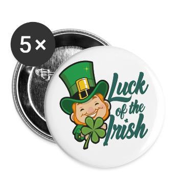 Leprechaun Kobold St. Patricks Day Irland - Buttons klein 25 mm (5er Pack) - Weiß - Vorne
