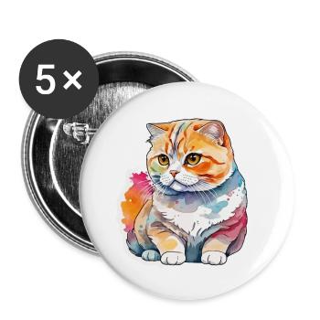 Scottish Fold Schottische Faltohrkatze - Buttons klein 25 mm (5er Pack) - Weiß - Vorne