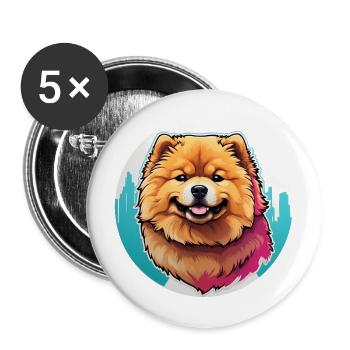 Chow Chow Portrait im Farbkreis - Buttons klein 25 mm (5er Pack) - Weiß - Vorne