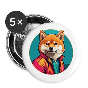 Shiba Inu Portrait im Farbkreis - Buttons klein 25 mm (5er Pack) - Weiß - Vorne