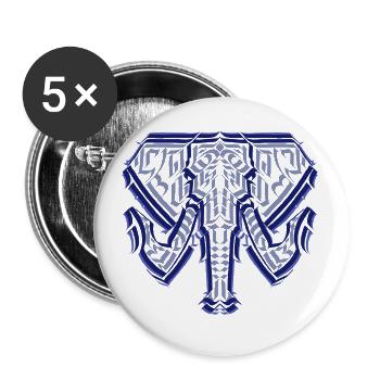 Elephant Drawing Style Tattoo Calligraphy - Buttons small 1''/25 mm (5-pack) - white - Front