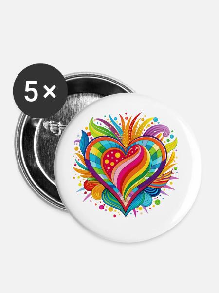 Liebe ist bunt - Buttons klein 25 mm (5er Pack) - Weiß