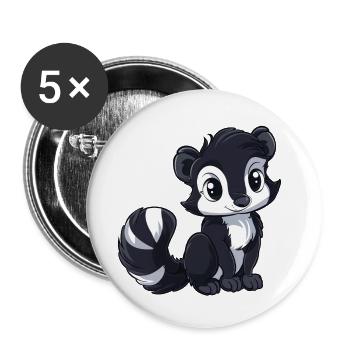 Adorable Skunk pour les amoureux des animaux - Lot de 5 petits badges (25 mm) - blanc - Devant