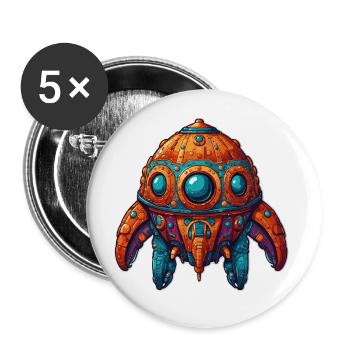 Colorful imaginative whimsical spaceship - Buttons small 1''/25 mm (5-pack) - white - Front