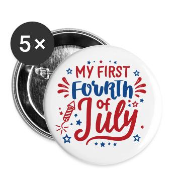 My First Fourth of July Independence Day Amerika - Buttons klein 25 mm (5er Pack) - Weiß - Vorne