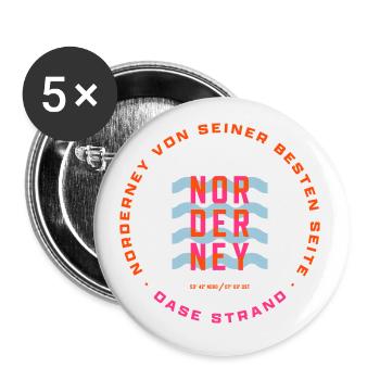 Norderney Oase Strand - Buttons klein 25 mm (5er Pack) - Weiß - Vorne