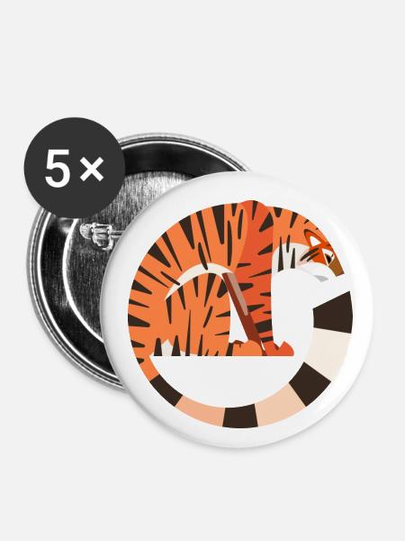 Tiger - Buttons klein 25 mm (5er Pack) - Weiß