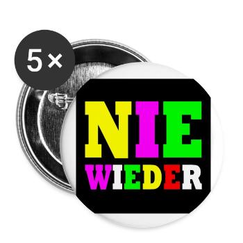 Nie wieder - Buttons klein 25 mm (5er Pack) - Weiß - Vorne