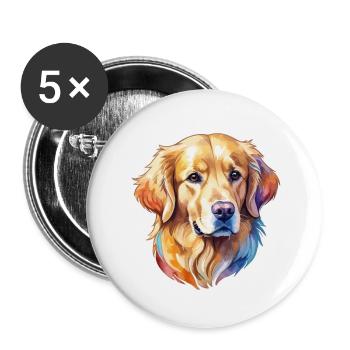 Golden Retriever Wasserfarben - Buttons klein 25 mm (5er Pack) - Weiß - Vorne